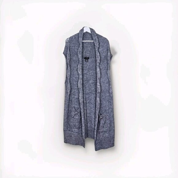 Mercer & Madison Cardigan Vest Women 1X Gray Pockets Chunky Knit Alpaca Blend - Picture 13 of 14
